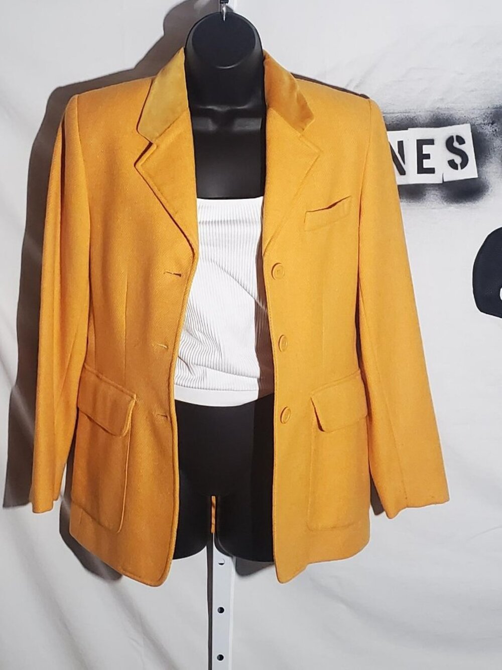 Evan-Picone yellow-orange wool blazer Y2K Sz 4